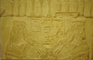 Ancient Egypt, Wall carving, Jewellers smelting gold, Merereuka Mastaba/Tomb, 6th Dynasty, Saqqara, Egypt by School Egyptian