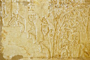 Ancient Egypt, Wall Carving, Tomb of Petosiris, Tuna el Gebel, 300 BC, Carrying Grapes to the Wine Press
