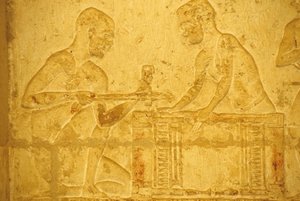 Ancient Egypt, Wall Carving/Painting, Tomb of Petosiris, Tuna el Gebel, 300 BC, Carpenters at Work
