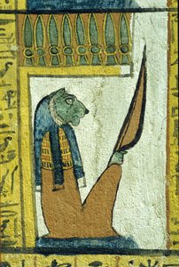 Wall Painting, Lion-Headed God of the Underworld, Tomb of Sennedjem, Thebes, Deir el Medina by School Egyptian