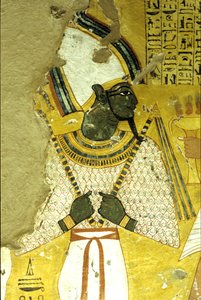 Wall painting Tomb of Inherkhau, Thebes, Tomb of the Nobles, 20th dynasty, Osiris, God of the afterlife by School Egyptian