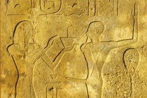 Ancient Egypt, Wall painting/carving, Karnak/Luxor Temple, Hatshepsut offers incense to God Min by School Egyptian