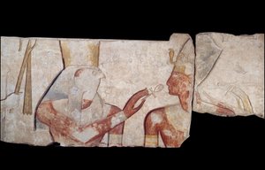 King Ramses II Introduced to the Divinities Horus, Amon and Hathor by School Egyptian