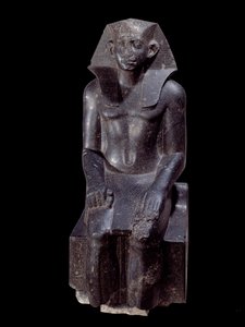 Ancient Egyptian Art: Statue of King Sesostris III. Diorite sculpture around 1870 BC by School Egyptian