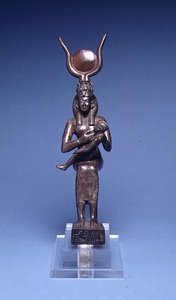 Iris Nursing Horus (front view) Egyptian, 715-525 BC (copper alloy) by School Egyptian
