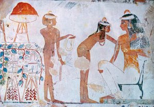 Egyptian Tomb Painting depicting Festival Preparations by School Egyptian