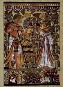 Egyptian Antiquity: Offering to the Pharaoh. Papyrus, New Empire