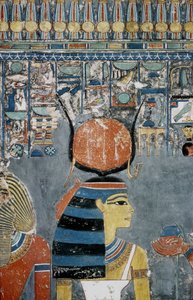 Luxor, Thebes: Valley of the Kings, tomb of Horemheb, Egyptian pharaoh with the goddess Isis by School Egyptian