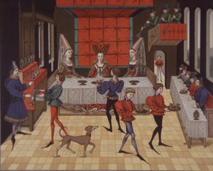 15th century medieval aristocratic ladies served dinner