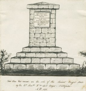 Blithfield - Memorial on site of Ancient Bagots Hall by School English