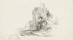 Croxden Abbey: Pen and Ink Drawing by School English