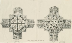 Interior of Lichfield Cathedral - Carved Foliage: lithograph, nd [?19th cent]