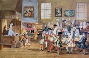 Interior of a London Coffee House, c.1650-1750 by School English
