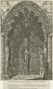 Lichfield Cathedral - West Doorway: etching by School English