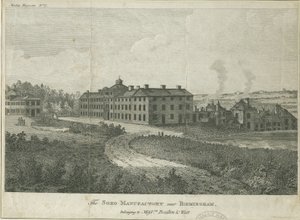 Soho Manufactory: steel engraving, nd [late 18th cent]