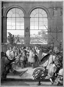 Allegory of Science (Louis XIV visiting science, 2nd plane, Paris Observatory)
