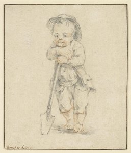 Boy Leaning on a Spade