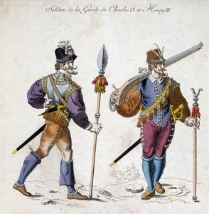 Costumes of soldiers of the guard of Charles IX (1550-1574) and Henry III (1574-1589)