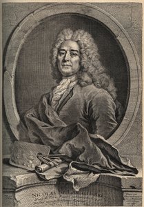 Portrait of Nicolas de Largillierre, French Painter - engraving by Dupuis after the painting by Gueuslain by School French