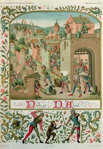 Sack of Aalst and Grammont by the inhabitants of Ghent in 1380, from a manuscript of 