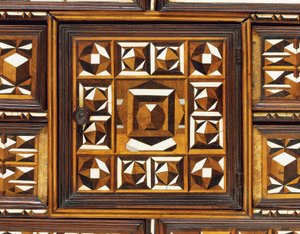 South German marquetry table cabinet