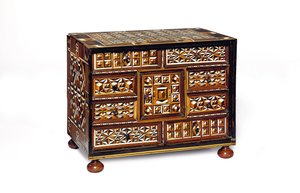 South German marquetry table cabinet by School German