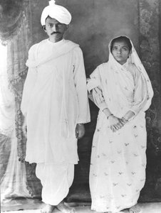 Kasturba and Mahatma Gandhi by School Indian