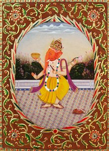Lord Ganesha Ganpati with Embroidery by School Indian