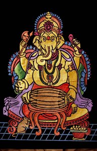 Lord Ganesha Ganpati Playing Musical Instrument Embroidery Work