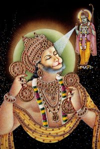 Lord Hanuman and Rama Miniature Painting