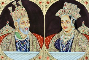 Bahadur Shah Zafar with Jeenat Mahal by School Indian