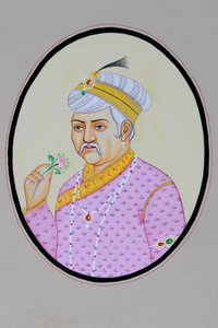 Miniature Painting of Mughal Emperor Akbar by School Indian