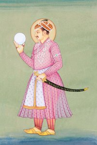 Miniature Painting of Mughal Emperor Jahangir by School Indian