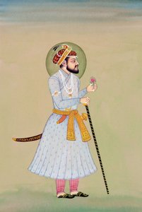 Miniature Painting of Mughal Emperor Shah Jahan by School Indian
