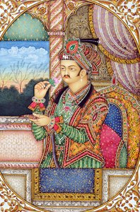 Miniature Painting of Mughal Emperor Jahangir by School Indian