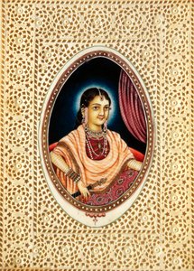 Miniature Painting of Mumtaz Mahal on Ivory by School Indian