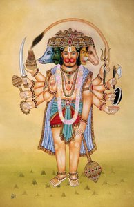 Panchmukhi Lord Hanuman Miniature Painting on Paper