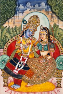 Radha Krishna Miniature Painting on Ivory
