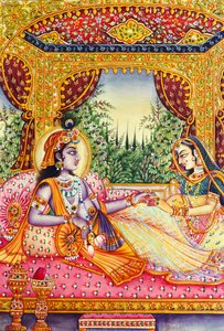 Radha Krishna Miniature Painting on Ivory