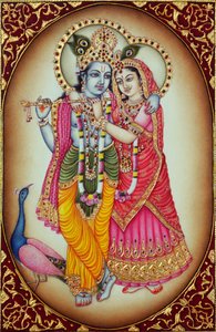 Radha Krishna Miniature Painting on Ivory