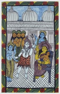 The Gods Come to Admire Krishna by School Indian