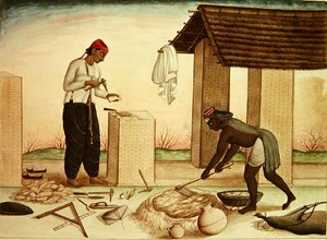 Workers Building a House by School Indian