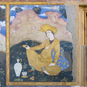 Fresco at Chehel Sotoun Palace, Esfahan, Iran by School Iranian
