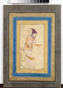 Portrait of an Iranian Master Dervish - Painted Miniature, Watercolour, Gouache, and Gold on Cardboard (Early 17th Century) by School Iranian