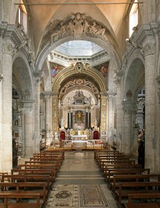 Interior view of the Basilica of Santa Maria del Popolo 15th to 17th century Rome Italy by School Italian