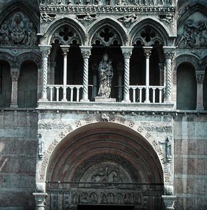West facade, begun 1130s and completed in 15th century (detail) by School Italian