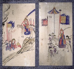 A Panel from an Eight Fold Screen Depicting a Story of the Three Kingdoms by School Korean