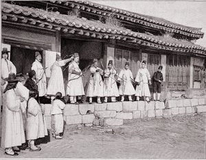 Bowmen in the Old Palace of Seoul, Korea, End of 19th Century by School Korean