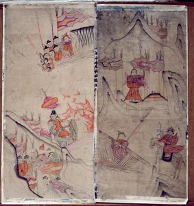 Two Panels of an Eight Fold Screen Depicting 