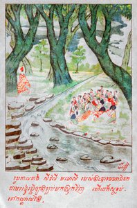 Mahajanaka Jataka, circa 1910 (illustration) by School Laotian